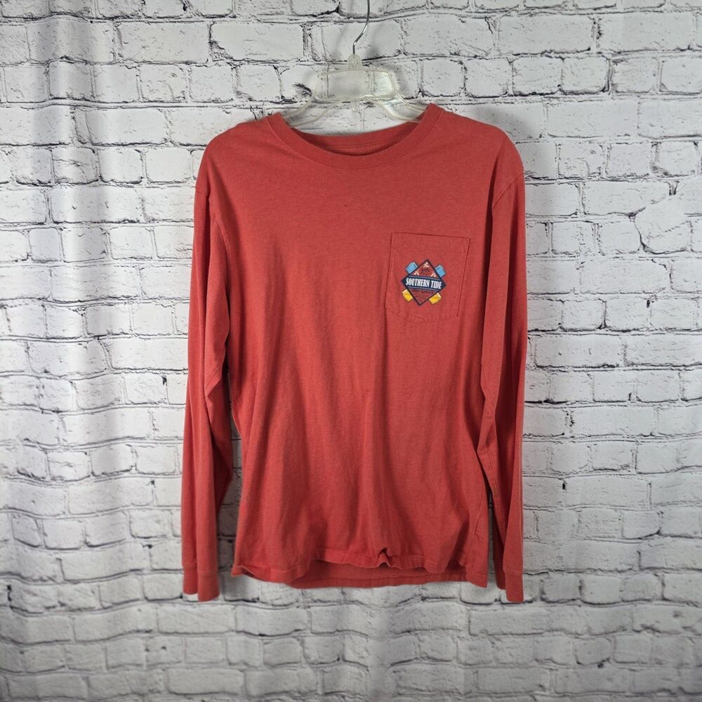 Southern Tide Men's Medium Red "Wild Hog "Graphic Long Sleeve T-shirt